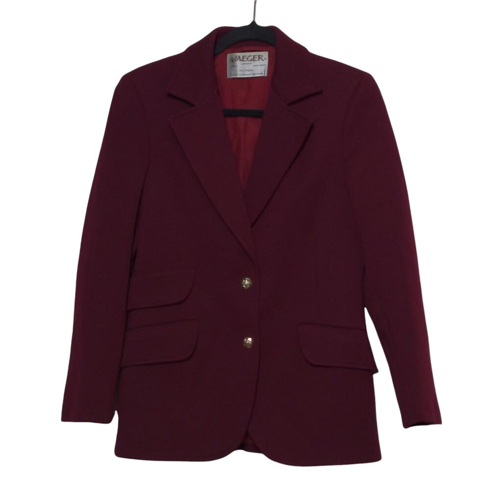 Jaeger Vintage Dark Red / Burgundy Wool Blazer – Size 12